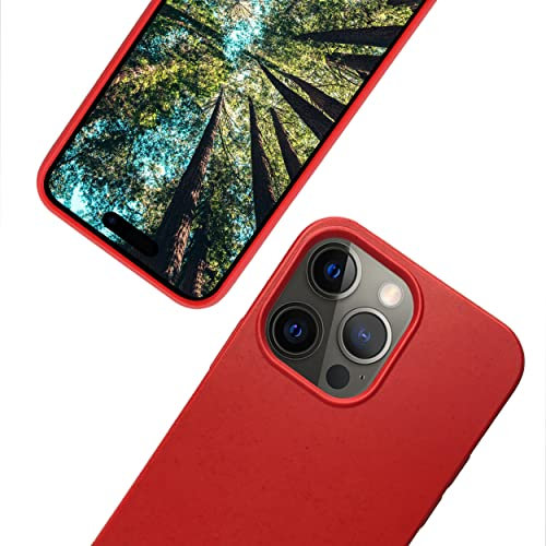 eplanita Eco Mobile Phone Case Compatible with iPhone 15 Pro, Plant Fibre, Drop Protection Cover, Durable and Sustainable (for iPhone 15 Pro, Red)