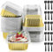 150PCS/50 Sets Mini Loaf Pans with Lids and Spoons, 150ML Reusable Aluminum Mini Loaf Tins Use for Air Fryer Oven, Heat Resistant Square Baking Cups for Making Bread, Cake and Durian