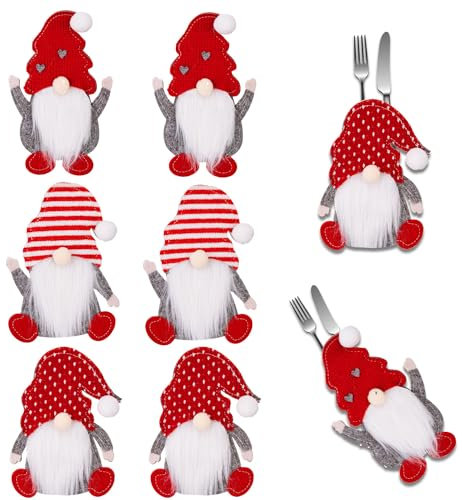 Weihnachten Besteckhalter 6 Stück Weihnachtsdeko Taschen Weihnachtsmann Kostüm Besteckbeutel Weihnachten Dekoration Besteck-Sets Besteckbeutel Serviettentasche Weihnachtsdeko