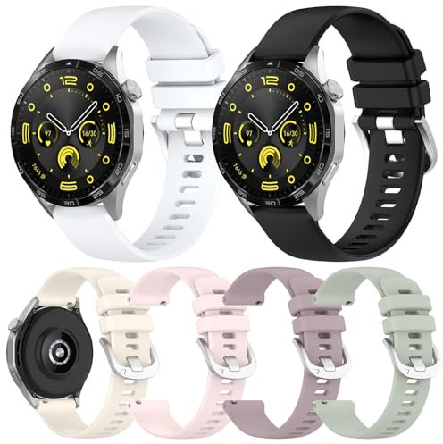 6 correas de silicona compatibles con Huawei Watch GT4 de 46 mm/41 mm, correa de repuesto suave para reloj inteligente, pulsera deportiva, 18MM (for GT4 41MM), Silicona, Cuarzo