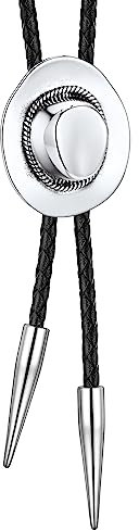 Bandmax Bolo Krawatte Herren Lederkette Edelstahl Bolo Tie Cowboy Hut Krawatte Modeschmuck für Trauzeugen Weihnachten