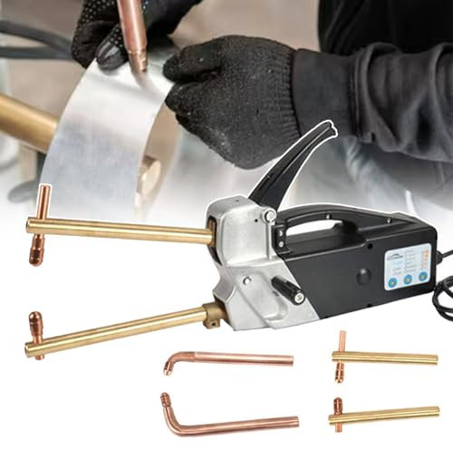 json2xml Portable Spot Welding Tool with Replaceable Electrode Arms - Electric Spot Welder Machine for Sheet Metal Repair - Welding Thickness of 2.0+2.0mm - Includes Storage Box and Handle