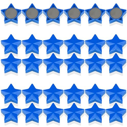 PYJLBX Magnete für Magnettafel, 30 Magnet Kühlschrankmagnete Kühlschrank Magnete Mini Magnete Klein Whiteboard Magnete Magneten Starker Halt Tafelmagnete, für Whiteboard, Pinnwand,Küche (Sterne, Blau)