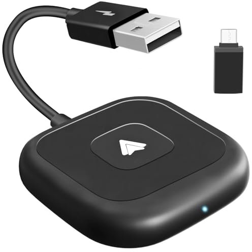 Wireless Android Auto Adapter für Android 11 und Höher,5GHZ Android Auto Wireless Adapter mit Typ C Adapter für OEM Werksverkabelte Android Auto Autos,Automatische Verbindung,Schwarz