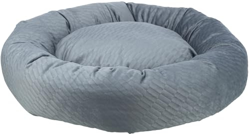 Trixie Hundebett Alena rund, mit Samtbezug – ø 60 cm, blau/grau | Kuschelig weicher Hundekorb, waschbar – für kleine Hunde, integriertes Kissen und rutschfester Boden