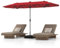 RELAX4LIFE Ombrellone da Giardino 4 x 2 M con Luci LED, Ombrellone Parasole Doppio con Base, Apertura Manovella, Ombrellone da Esterno per Patio, Terrazzo, Balcone e Ristorante (Rosso, 36 Luci)