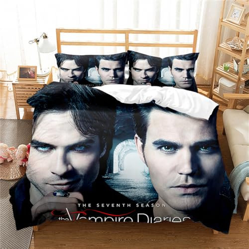 Ste-X Bettwäsche-Set Vampire Diaries, Bettbezug-Set Für Jungen Und Mädchen, Junior-/Kinderbett, Wendbar, Schöner Bunter Bettdeckenbezug (135x200cm,TVD 02)
