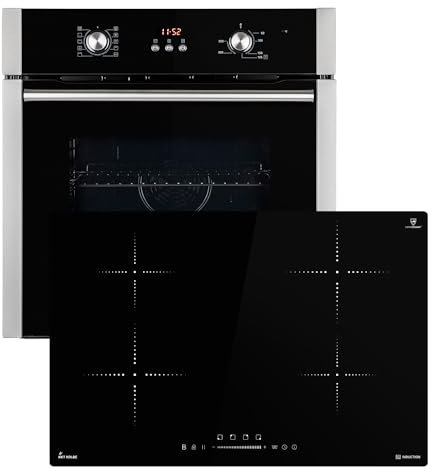 Autarkes Herdset: 60cm Einbaubackofen BO8805SS + 77cm Induktionskochfeld IH87704RL | Grill | Heißluft | Automatik-Timer | 2-fach Wärmeschutzverglasung | Kindersicherung | SET8805IH877RL