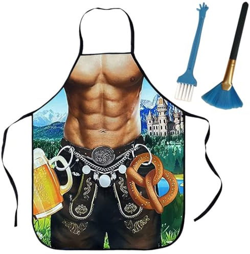 Anzhee Oktoberfest Schürzen Bierfestival Schürze Herren Lustige Sexy Neuheit BBQ Schürze für Männer Damen Bierfest Schürze Kochen Küche Grill Schürze für Oktoberfest Party Schürze Geschenk