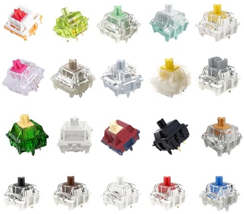 GUYEKS GATERON Keyboard Switches Tester 20PCS, Melodic Magnetic Jade Beer Quinn Mini i Smoothies Aliaz Silent Pink Switches Luciola RGB LED for Mechanical Keyboard (20 Stück)