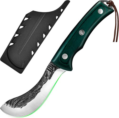FULLHI Ausbeinmesser, Multi-Farben Griff Full Tang Küchenmesser, High Carbon Steel Carving Fishing Deboning Messer für Outdoor Camping BBQ, Weihnachtsgeschenke für Frauen Männer (Grün, 3.94)