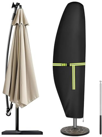 Joyan Housse de Protection pour Parasol, Couverture pour Parasol déporté, Tissu Oxford 420D imperméable, adaptée aux parasols autonomes de 2 à 4 mètres, 265 x 40/70/50 cm