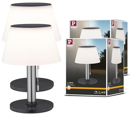 Paulmann 5220 Set Solar LED Tischleuchte Lillesol 2er-Set IP44 3000K 2x45lm Edelstahl