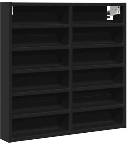 vidaXL Armoire à vitrine Noir 60x8,5x58 cm Bois d'ingénierie, Armoire Murale, Armoire de Rangement Murale, Armoire Suspendue, Armoire Flottante