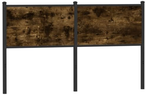 vidaXL Tête de lit chêne fumé 150 cm Bois d'ingénierie et Acier, Panneau de tête, tête de lit pour lit Double, tête de lit Double