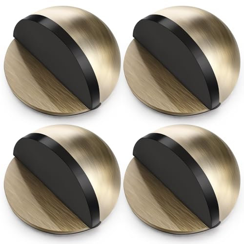 Hotop Self-Adhesive Floor Door Stoppers Oval Stainless Steel Door Stop Mounted Half Moon Wall Protector with Glues for Hard Floor Glass(Bronze Color,4 Pcs)