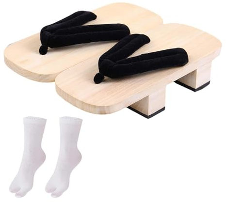 kowaku Japanische Holzclogs, Hausschuhe, rutschfeste Duschsandalen, bequeme Sandalen im japanischen Stil, Japan-Schuhe Geta für tägliche Strandreisen, Weiß, 42