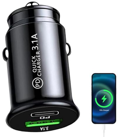 Adattatore per caricabatteria da auto USB,Adattatore per caricabatteria da auto | Caricabatterie per telefono da auto a doppia porta A+C | Adattatore per caricabatterie USB da 3,1 A per dispos