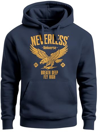 Neverless® Hoodie Herren Adler Eagle Print Retro Aufdruck Vintage Design Kapuzen-Pullover Männer Fashion Streetstyle