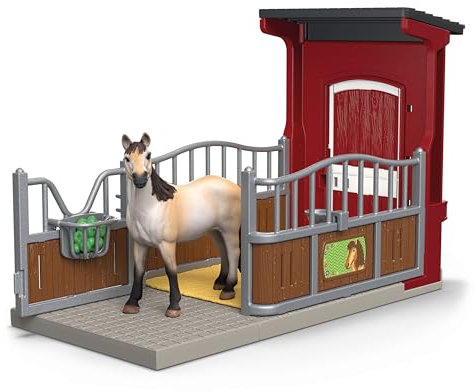 schleich Farm World | Ponybox mit Mustang Stute 42724 | Set aus Pferd, Pferdebox und Pferde Zubehör | detaillierte Tierfiguren | Bauernhof Spielzeug für Kinder ab 3 Jahre | Set aus 19 Teilen