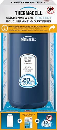 Thermacell Mückenabwehr Protect Basisgerät ohne Wirkstoffplättchen, innovatives Mückenschutz Standgerät in modernem Design, für Garten, Terrasse und Camping, Navy Blue, farblos