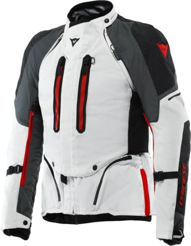 Dainese Super Adventure Absoluteshell wasserdichte Motorrad Textiljacke, hellgrau/schwarz/rot, 58