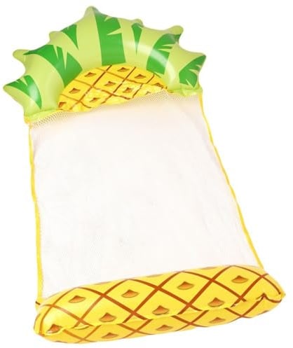 Extrem Auftriebsstark Luftmatratze Pool, Aufblasbare Wasserhängematte, Klappbar Schwimmbett mit Bogenförmigen, PVC Ananas Aufblasbar Hängematte für Planschbecken Schwimmhilfen (L-2)
