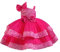 IDOPIP Enfant Fille Robe De Soirée Sequins Bowknots Tulle sans Manches Anniversaire Noeud Papillon Robe pour La Fête Rose Rouge 120cm
