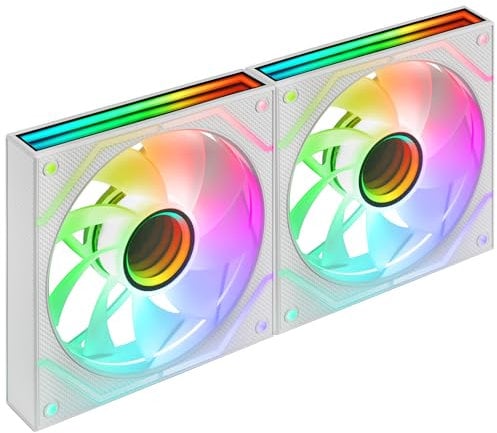 Mars Gaming MF-3DPROX2R, Kit 2x Ventiladores 120mm, Aspas Invertidas, Iluminación ARGB Triple Infinity Mirror 360°, Control PWM, Rodamientos FDB, Ventiladores PC con Compatibilidad Total ARGB, Blanco