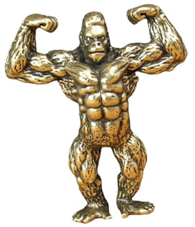 Healifty Gorilla Figur Messing Gorilla Skulptur Retro Vintage Stil Desktop Dekoration Lebensechte Miniatur Messingornament
