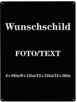 Schild selbst gestalten mit Wunschtext, Personalisiert Schildermit eigenem Text, Bild, Symbolen, personalisierbar & wetterfest, für Parken, Wegweiser, Pferde, Hunde (Eisen,12×16in-Vertikal)
