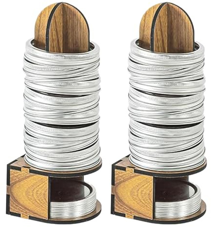 Wooden Can Lid Organizer - Storage Rack for Canning Rings and Jar Covers | 2 Pack Holder Stand with Space Saving Design, Kitchen Pantry Organizer for Pickling Vegetables Jam Preserving, 380g Wood