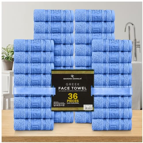 GC GAVENO CAVAILIA 100% Cotton Face Cloths Towels | Ultra-Soft 36 Pack Flannel Face Cloth for Makeup Removal & Skincare | Reusable Wash Cloths |Durable Face Towels for Hotel, Spa, Gym 33x33cm, Blue