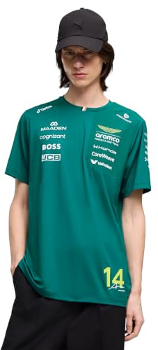 PUMA Aston Martin F1 Herren 2026 Fernando Alonso Team-T-Shirt – Grün | Alle neuesten Team- und Partnerlogos, Kurzärmel mit Rundhalskragen, Offizielle lizenzierte Replica-Sammlung