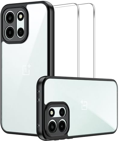 Lemxiee Coque pour OnePlus Nord 6 Case + [2 Pièces] Protecteur d'écran Verre Trempé pour OnePlus Nord 6,Silicone Flexible + Acrylique Transparent Coque