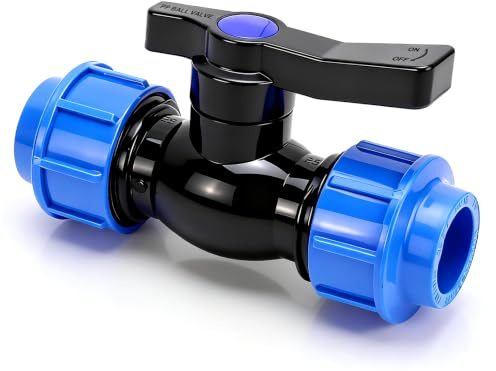 HZOUHONG PE Rohr 25mm Verbinder, PE Rohr Kugelhahn Kunststoff Klemmverbinder, PP-Fitting 2 Wege Rohrkugelhahn, Für Poolverrohrung Teich Aquaristik Entwässerung Bewässerung