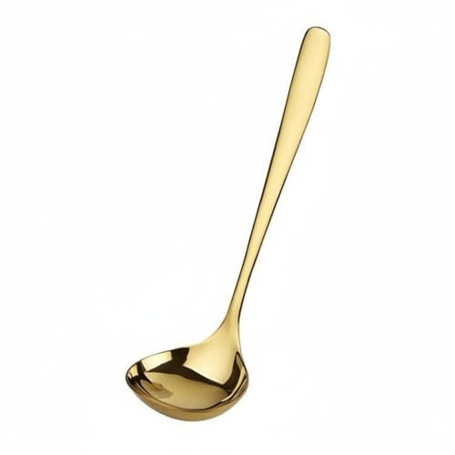 AFXGUSD Cuchara de Acero Inoxidable Tipo con Diseño de Drenaje Efectivo Mango Ergonómico y Borde Suave Adecuada para Mesa Gastronómicos, Oro, Cuchara