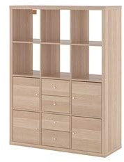 Unbekannt IKEA KALLAX Bücherregal mit 6 Zubehörteilen in Eichenoptik mit weißer Stimmung 112 x 147 cm