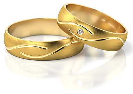 JC Gold Trauringe - Gelbgold Eheringe inklusive Stein und Gravur im Paarpreis PL281 (18 Karat (750) Gelbgold)