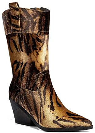 ANN CREEK Damen-Stiefel Orenta, modischer Tiger/Tierdruck, mehrlagiger Absatz, Tigerprint, 39 EU