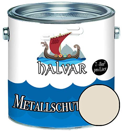 Halvar Metallschutzlack GLÄNZEND Gelb RAL 1000-1037 Metallfarbe besonders robuster Kunstharzlack Wetterbeständig & perfekter Langzeitschutz Metall (1 L, RAL 1013 Perlweiß)