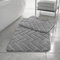 HOMES-LINEN Block Bricks Bath Mat Set Non Slip Pedestal Set Extra Absorbent 100% Memory Foam Bathroom Toilet Mat Rug Set (Silver)