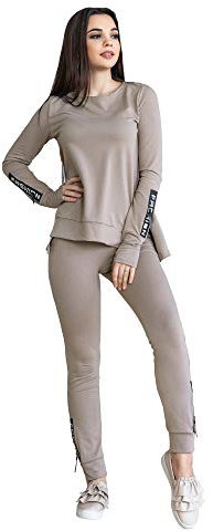 Selente #Fashionista Tuta da ginnastica donna homewear completo sportivo felpa e pantalone, rosa antico, 3XL