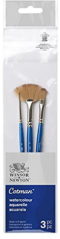 Winsor & Newton Cotman Pinceau Aquarelle Manche Court X3 Pack 3