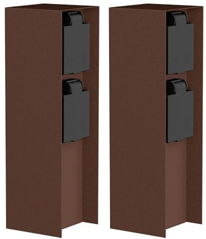 ledscom.de 2 pzas. Toma de jardín Pilar POMI para Exterior, IP44, 2 vías, Acero Inoxidable, marrón, Cuadrada, 23 cm