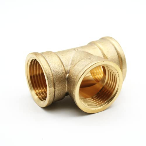 DOJA Barcelona | Te Laiton | 4 Raccord Femelle T 90° | Taille 1/2’’ | en Laiton | Connecteur en T pour Reducteur de Pression Eau, Stop Douche, Robinet Radiateur, Double Evacuation Machine a Laver