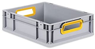 PROREGAL Eurobox NextGen Color | HxBxT 12x30x40cm | 11 Liter | Griffe gelb offen | Glatter Boden | Eurobehälter, Transportbox, Transportbehälter, Stapelbehälter
