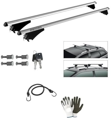 COMPATIBILE CON FIAT Tipo Cross 5 porte tetto Flush per anno 2020 in poi BARRA DA TETTO PER AUTO 120CM BARRA MENABO CON RAILING SIA ALTI CHE BASSI COPPIA DI BARRE PORTATUTTO IN ALLUMINIO 75KG