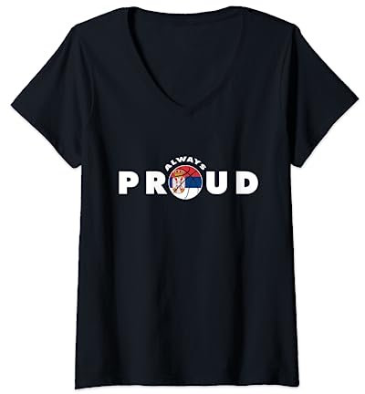 Damen Serbien Basketball Trikot Flagge Geschenk zum Beobachten Basketball T-Shirt mit V-Ausschnitt