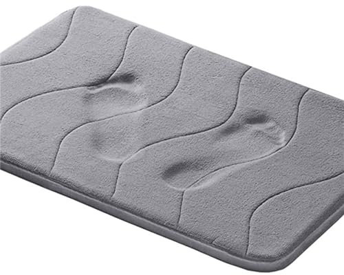 TEEKU Tappetino assorbente da bagno, tappetino da cucina, ingresso e bagno, antiscivolo, in memory foam, zerbino, zerbino per camera da letto, coperta leggera (grigio, A)